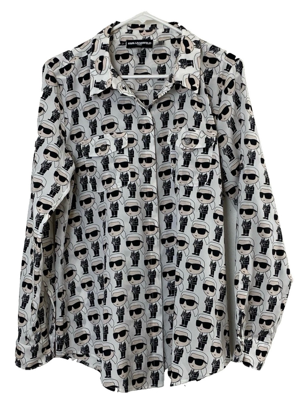 SOLD Karl Lagerfeld Paris All Over Print Blouse - Picture 14 of 15